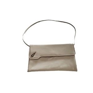 Ladies MCM Unique Vintage Retro OffWhite Clutch Handbag with Gold Diamond mirror